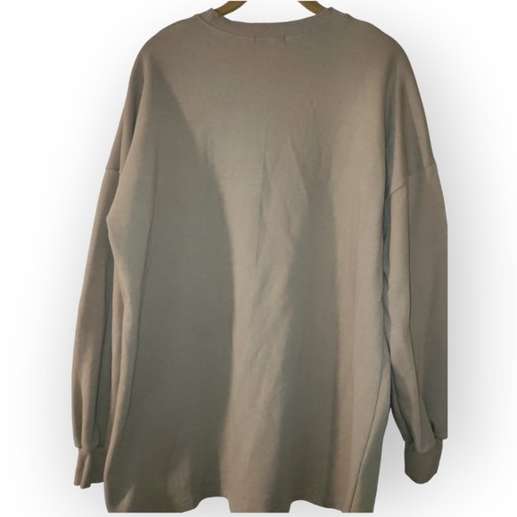 Beige Balloon Sleeve Sweatshirt Mini Dress - Picture 3 of 7